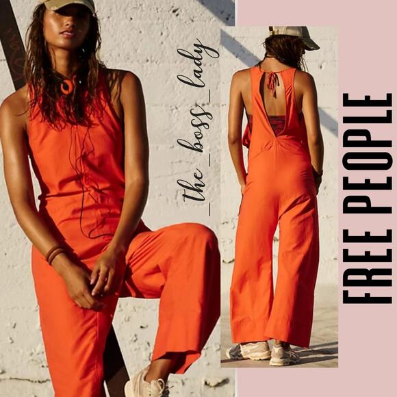 Free People jumpsuit Small one piece romper sportswear onesie cotton orange